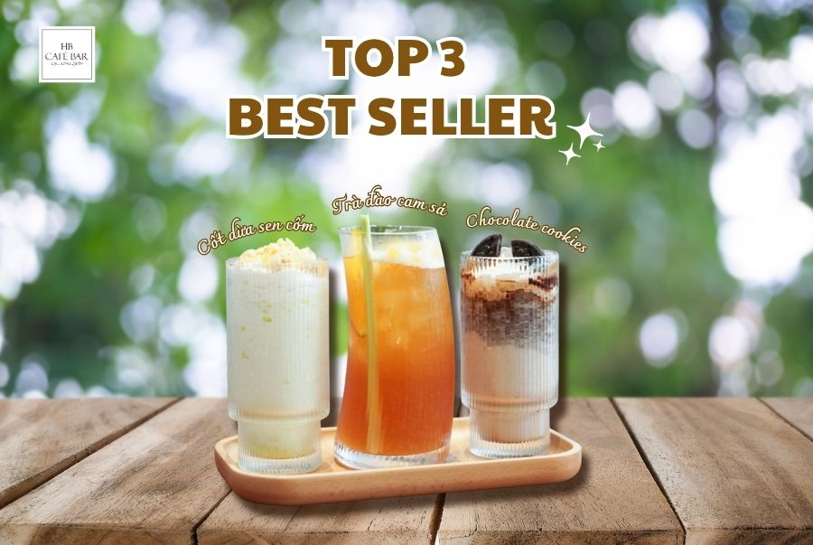 Khám phá 3 đồ uống best-seller tại HB Café Bar Hồ Tây – Cốt dừa sen cốm, trà đào cam sả và chocolate cookies đá xay, ngon và thanh mát!